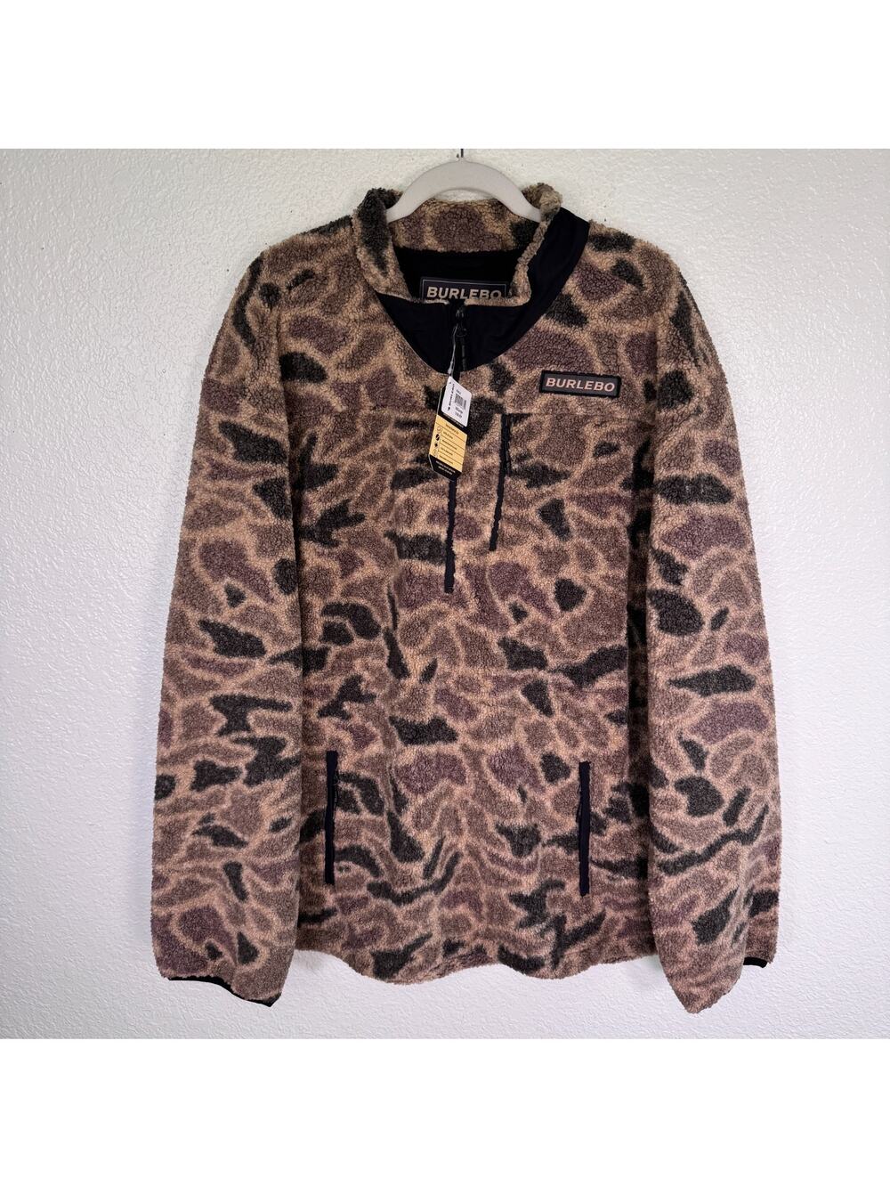 Burlebo Jacket Mens 2XL Camo Sherpa Quarter Zip Anorak Fleece Outdoors Hunt NEW
